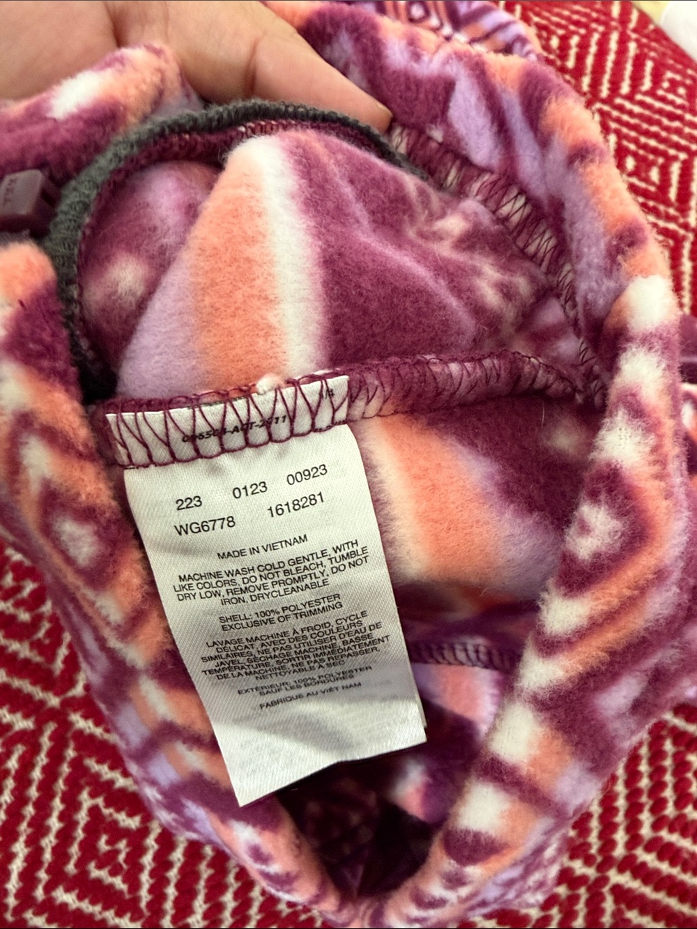 Columbia Purple & Pink Geometric Fleece Jacket size M (10/12) - Picture 5 of 6